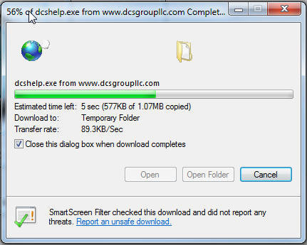 You will see the remote support program download to your PC
